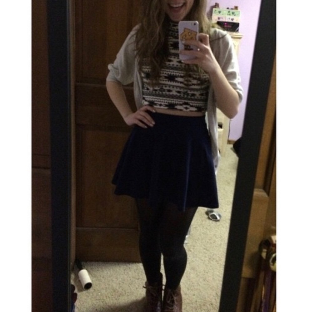 Navy blue skater skirt